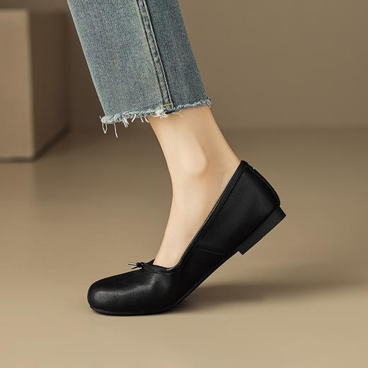 纯色简约，超软超舒适里外全皮平底单鞋LGYZ-327-3 商品图2