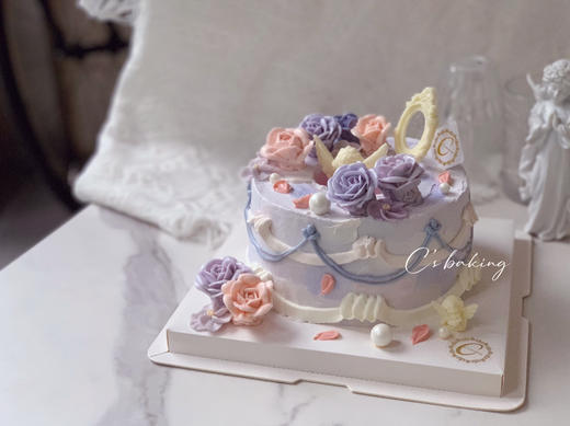 #复古蛋糕#天使在许愿#我们来许愿吧~ 韩式裱花 O款 忌廉蛋糕（默认自提，收费配送请联系客服） 商品图2