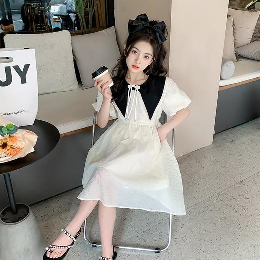 女童夏装连衣裙2023新款网红儿童泡泡袖裙子夏季学院风女孩公主裙 商品图3