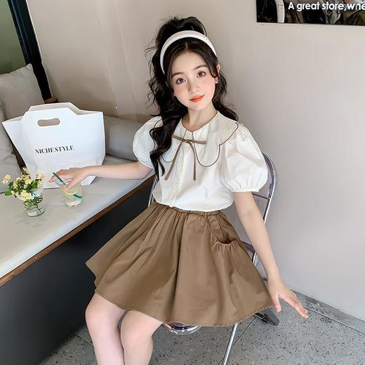 女童夏装短袖套装2023新款洋气童装儿童夏季裙子两件套女大童衣服 商品图3