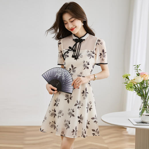 国风新中式，盘扣旗袍改良时尚显瘦连衣裙HR-CPYY2378-1 商品图7