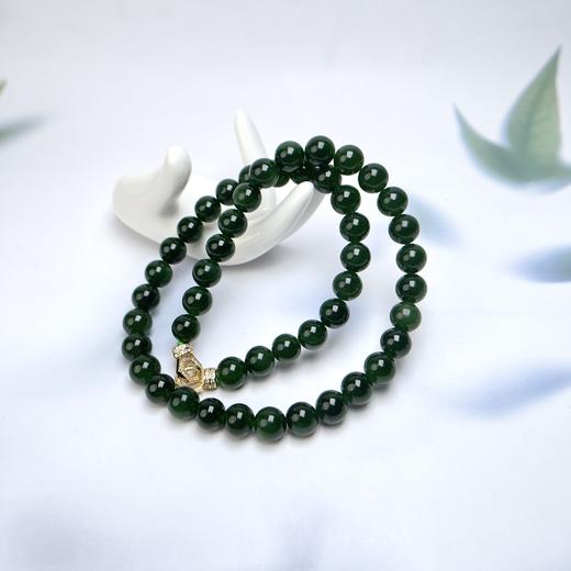 S925碧玉项链-六角扣圆珠 商品图0