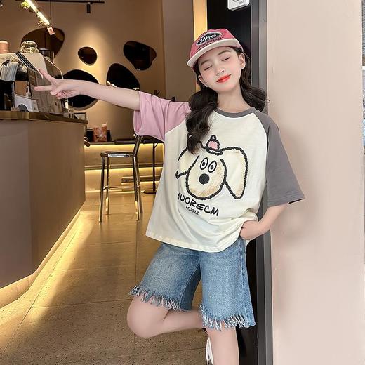 女童短袖T恤夏装2023新款童装网红女大童上衣洋气儿童纯棉体恤薄 商品图2