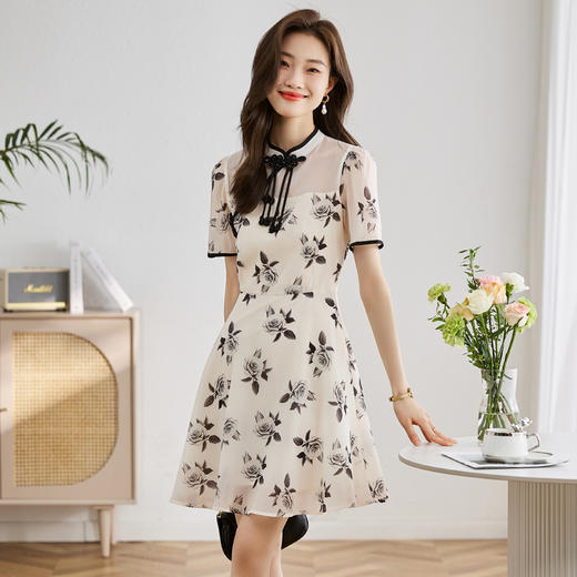 国风新中式，盘扣旗袍改良时尚显瘦连衣裙HR-CPYY2378-1 商品图9