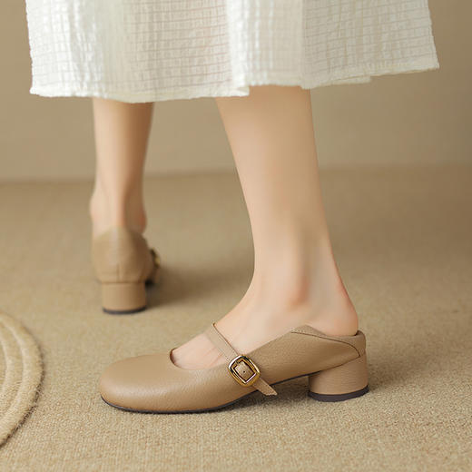 时尚简约，头层羊皮真皮浅口圆头一字带玛丽珍单鞋SSS-S5598 商品图8