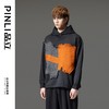 PINLI品立秋季新款男士黑色上衣连帽拼接套头卫衣B233109013 商品缩略图2