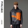 PINLI品立秋季新款男士黑色上衣连帽拼接套头卫衣B233109013 商品缩略图0