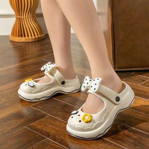 踩屎感包头洞洞鞋女士外穿厚底增高卡通蝴蝶结防滑高跟凉拖鞋女夏 商品图8