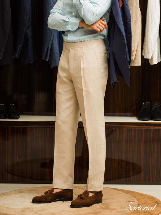 Ambrosi 米色亚麻裤装 商品图0