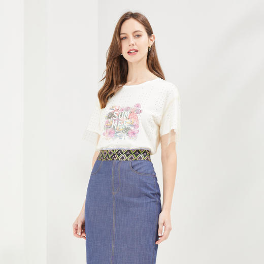 QF700瑟俪假两件网纱T恤 商品图0