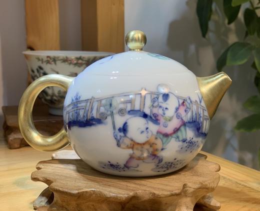 青花斗彩婴戏壶 商品图0