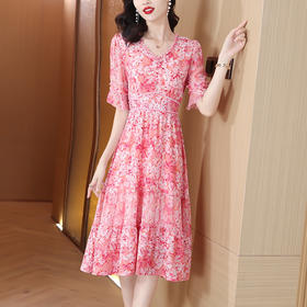 气质优雅，夏季新款百搭减龄显瘦大摆裙女法式淑女风碎花连衣裙AHM-ryfs6275