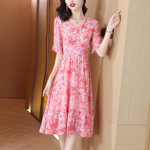 气质优雅，夏季新款百搭减龄显瘦大摆裙女法式淑女风碎花连衣裙AHM-ryfs6275 商品图0