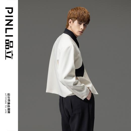PINLI品立2023秋季新款男士撞色翻领夹克外套休闲短款设计感上衣B233104036 商品图2
