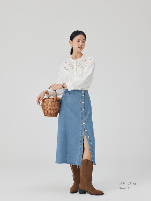 HeyDress蕾丝花边领衬衣女春秋法式复古宽松宫廷风长袖气质衬衣 商品图0