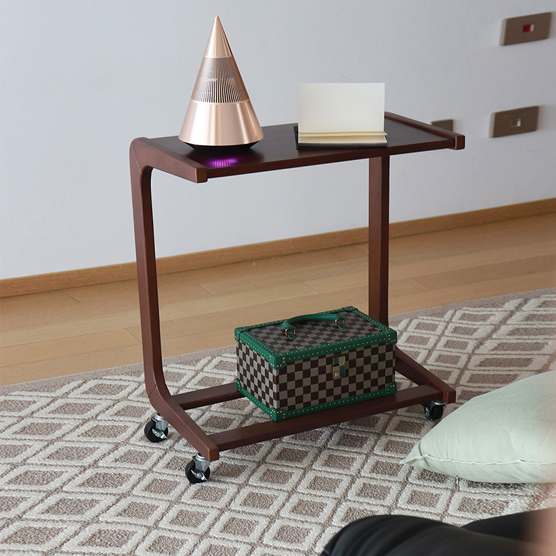 喜梦宝全实木C型床边桌可移动简约卧室宿舍懒人电脑桌