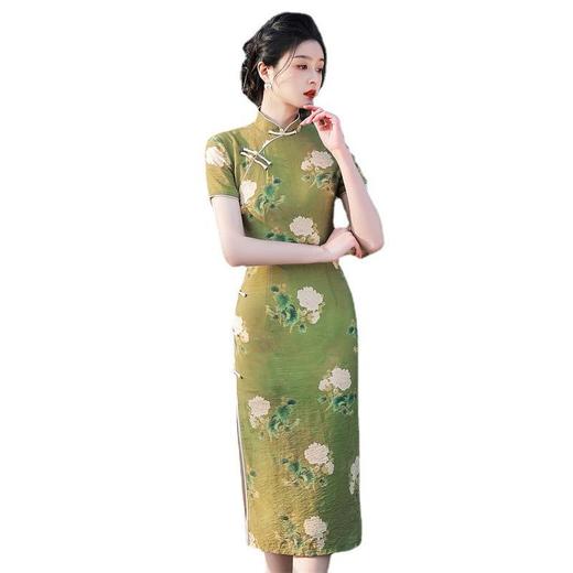2023春夏款天丝棉中长款侧八扣旗袍连衣裙 复古改良年轻款仙女裙 商品图4