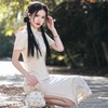 2023春夏新款短袖长款旗袍连衣裙 复古改良少女年轻款旗袍民国风 商品缩略图4