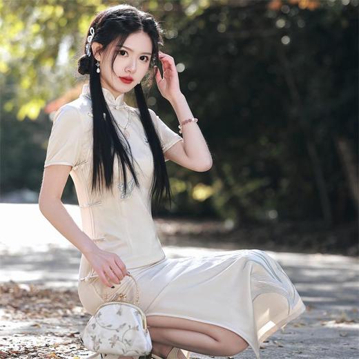 2023春夏新款短袖长款旗袍连衣裙 复古改良少女年轻款旗袍民国风 商品图4