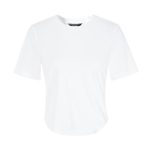 EITIE爱特爱简约白色基础款抽绳收腰显瘦圆领T恤短款夏季新款B2313114 商品图5