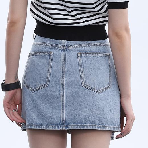 仓发13MZ不规则车标开叉牛仔半裙30301（蓝A）DT79 夏季 390062000028 商品图2