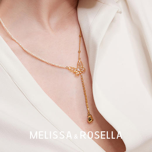 MELISSA&ROSELLA 花园系列天然珍珠错石蝴蝶Y型项链 商品图2