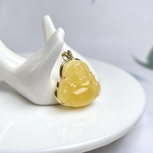 18k蜜蜡吊坠-四爪金边全包佛公 商品图0