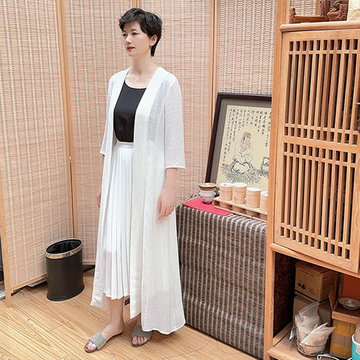 圣三利女装新春夏季中长款纯色开衫，外搭SL2012138 商品图1