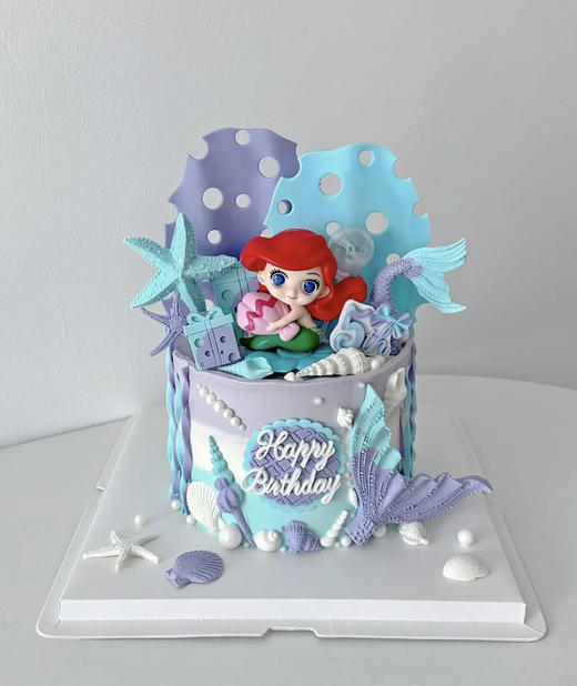 美人鱼公主周岁生日蛋糕 商品图0