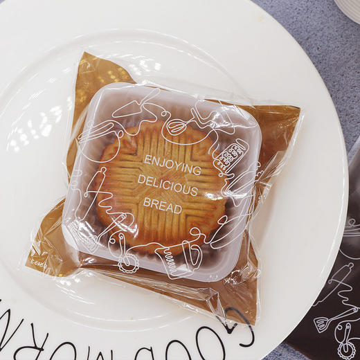 自粘袋 手绘图案包装袋 月饼袋饼干袋 棕色底透明袋【不含托】 商品图3