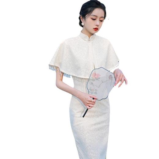 2023春夏款中长款披肩斗篷旗袍连衣裙清新文艺改良旗袍少女年轻款 商品图4