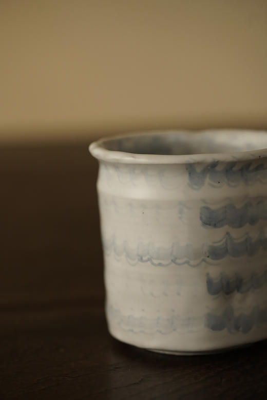 中田雄一32白釉Delft青灰花陶筒 商品图1