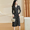 剩S/M 米思阳2025春季新款气质轻奢碎花连衣裙修身显瘦v领长袖裙子2399 商品缩略图0