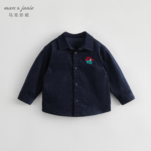 马克珍妮宝宝秋装新款男童恐龙涂鸦全棉灯芯绒衬衫儿童衬衣231759 商品图1