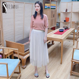 圣三利女装  甜美气质双层网纱散摆半身裙SL2035127