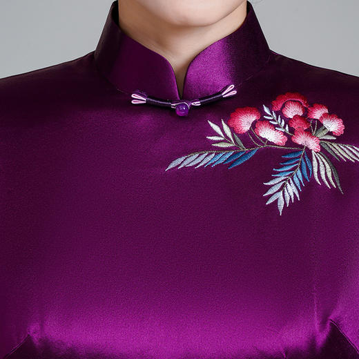 LHS-A281刺绣醋酸缎喜婆婆婚宴装旗袍新款连衣裙婚礼礼服春秋 商品图1