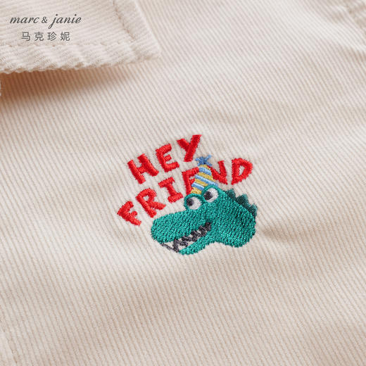 马克珍妮宝宝秋装新款男童恐龙涂鸦全棉灯芯绒衬衫儿童衬衣231759 商品图4