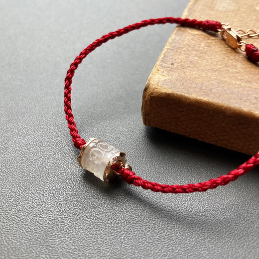 冰种翡翠路路通手绳18k玫瑰金钻石镶嵌 商品图0