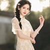 2023春夏款双层网纱刺绣中长款旗袍连衣裙清新文艺少女旗袍年轻款 商品缩略图1