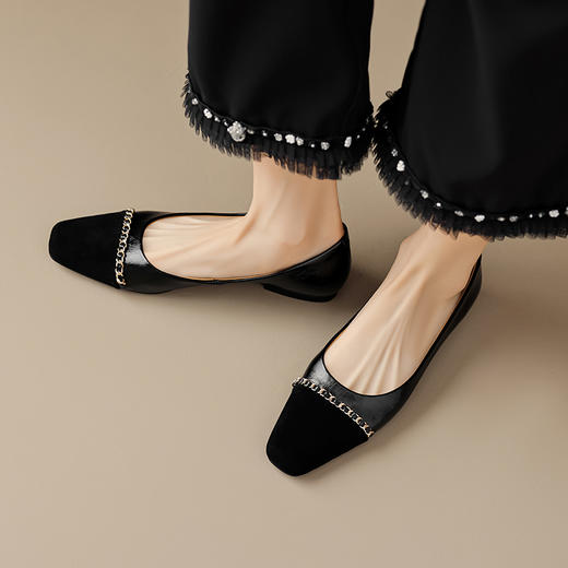 时尚小香风，平底拼色单鞋OFSM-XY6783 商品图8