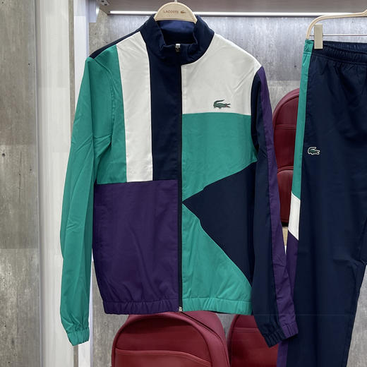 Lacoste/法国鳄鱼 男士拼色大鳄鱼印花运动外套卫裤套装WH9442 商品图0
