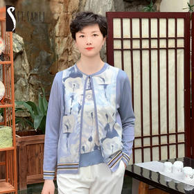 圣三利女装 桑蚕丝拼接针织开衫SL121M05