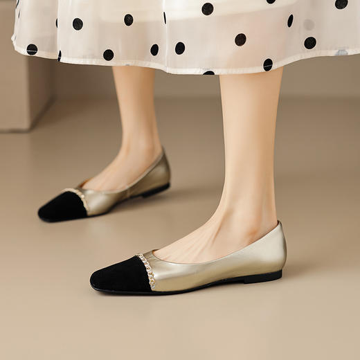 时尚小香风，平底拼色单鞋OFSM-XY6783 商品图2