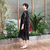 圣三利女装 公主袖A字型散摆长款金线蕾丝镂空连衣裙SL2017183 商品缩略图1