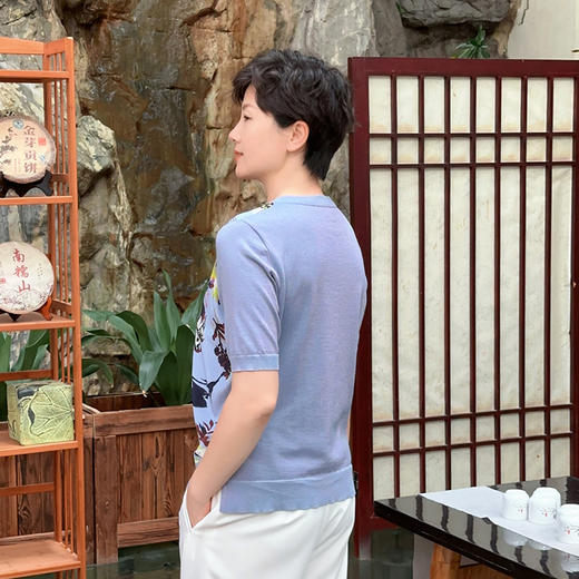 圣三利女装 桑蚕丝拼接针织衫SL121M07 商品图1