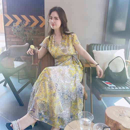 圣三利女装 新款印花中长款X形连衣裙SL2027107 商品图2