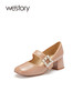 westory2023年秋季新款英伦风粗跟单鞋学院风水钻扣式玛丽珍W23CE73541 商品缩略图1
