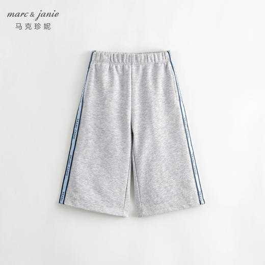 马克珍妮秋装新款 女童超舒棉学院风撞色织带直筒运动卫裤231506 商品图1
