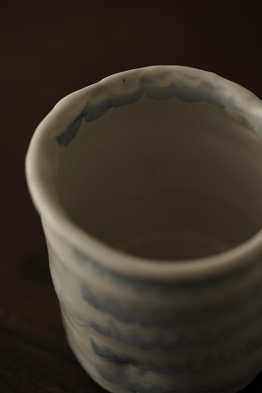 中田雄一32白釉Delft青灰花陶筒 商品图2