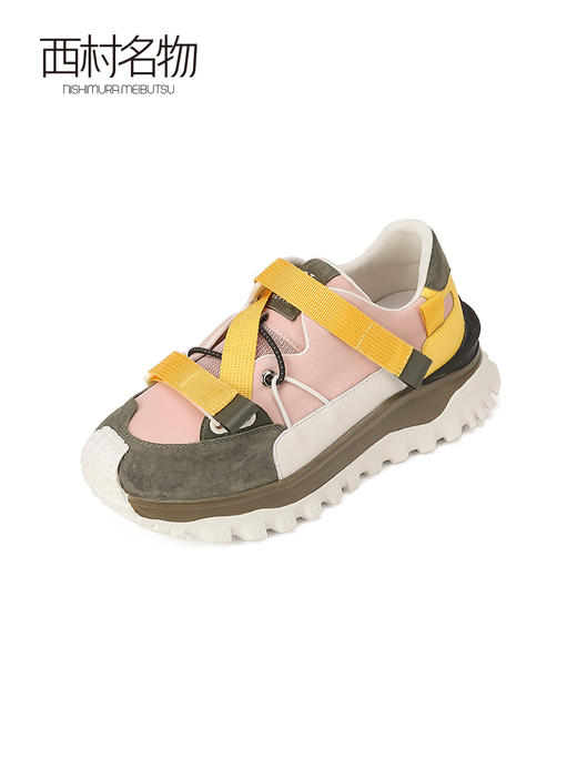 西村名物2023秋季新款厚底圆头增高百搭时尚舒适透气老爹鞋T23CM34341 商品图0